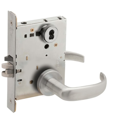 Grade 1 Entrance Office Mortise Lock, SFIC Prep Less Core, 17 Lever, A Rose, Satin Stainless Steel F
